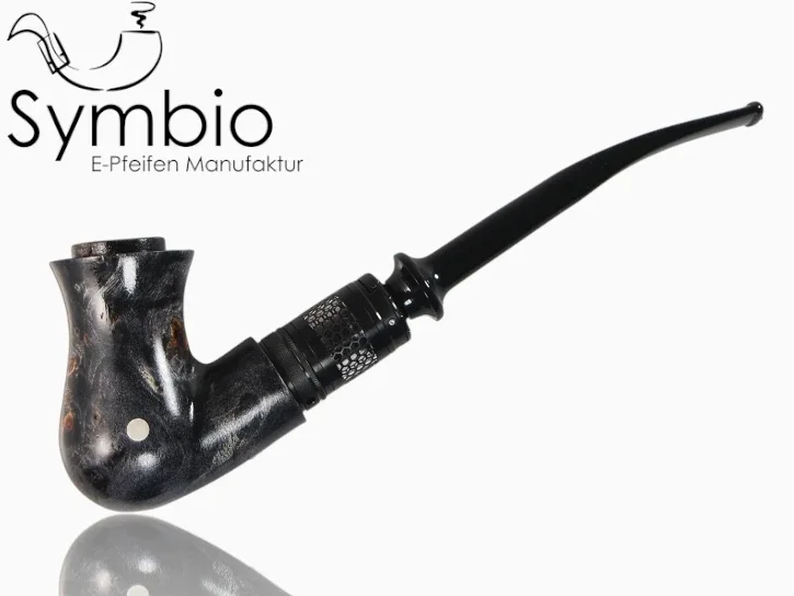 Fantasy E-Pfeife Eleria aus europaeischem Pappelmaserholz in Symplex-Wood, vasenfoermiger Korpus mit Krempe