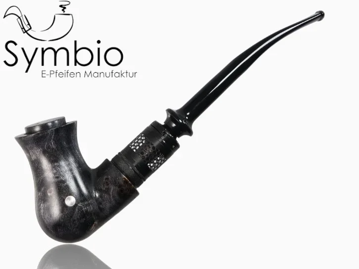 Fantasy E-Pfeife Eleria No8 aus Pappelmaserholz in Symplex-Wood, vasenfoermiger Korpus mit Krempe