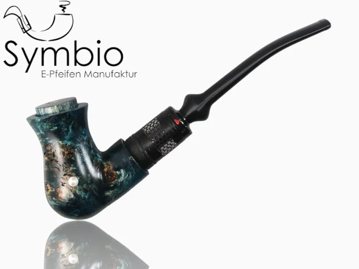 Fantasy E-Pfeife Eleria No10 aus Pappelmaserholz in Symplex-Wood, vasenfoermiger Korpus mit Krempe