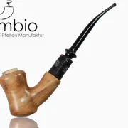 French Pipe E-Pfeife aus europaeischer Rosskastanie, Freehand Unikat aus Symplex-Wood mit markant gebogenem Holm und heller Holzfarbe