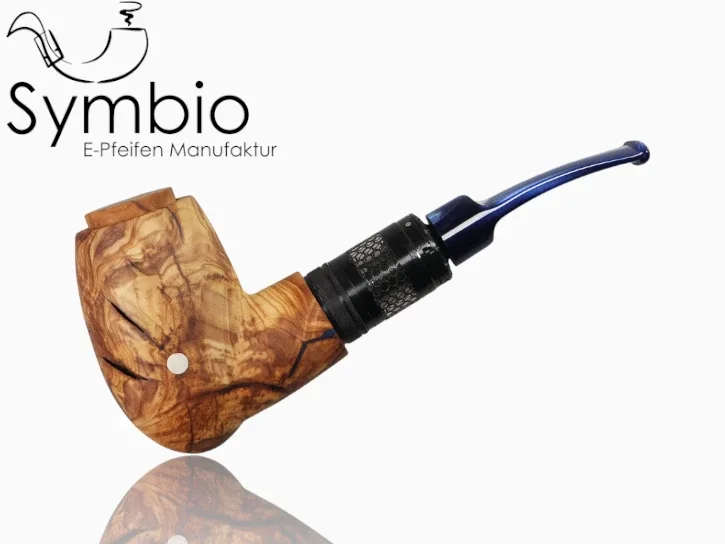 Mare Blue E-Pfeife No7, gefertigt aus Olivenwurzelholz und UV-geschuetztem Epoxidharz, langlebig, farbstabil und einzigartig
