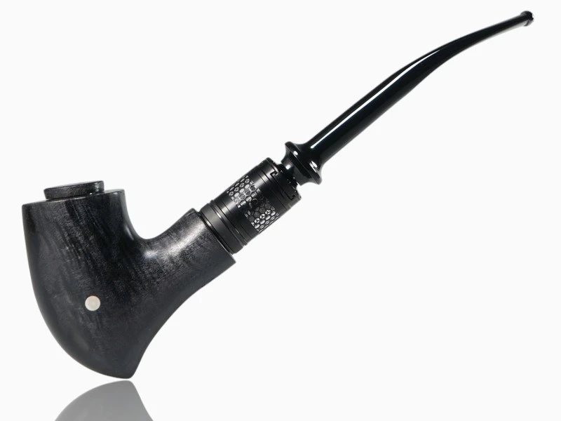 Fantasy E-Pfeife Qildor Black No21A im Gandalf-Design, A-Pappel-Maserholz, Hybrid-Wood, feingeschliffen, Premium-Finish.