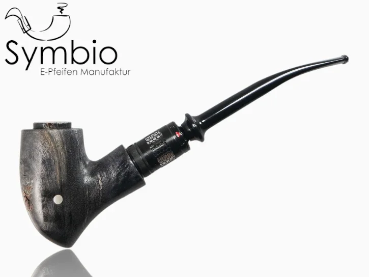 Fantasy E-Pfeife Qildor Black No27 im Gandalf-Design, AA-Pappel-Maserholz, Hybrid-Wood, feingeschliffen, Premium-Finish.