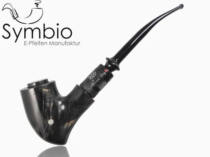 Fantasy E-Pfeife Qildor Black No30 im Gandalf-Design, A-Pappel-Maserholz, Hybrid-Wood, feingeschliffen, Premium-Finish.