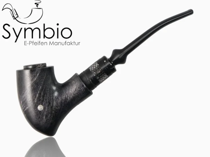 Fantasy E-Pfeife Qildor Black No31 im Gandalf-Design, A-Pappel-Maserholz, Hybrid-Wood, feingeschliffen, Premium-Finish.