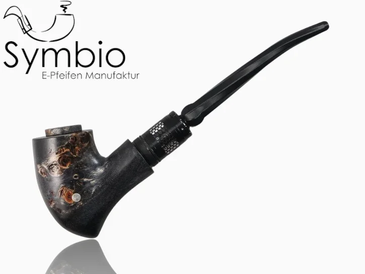 Fantasy E-Pfeife Qildor Black No32 im Gandalf-Design, AA-Pappel-Maserholz, Symplex-Wood, feingeschliffen, Premium-Finish.