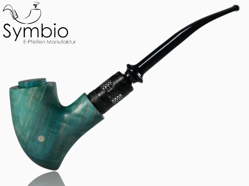 Fantasy E-Pfeife Qildor Coral No25 im Gandalf-Design, Rosskastanie, Hybrid-Wood, feingeschliffen, korallenblau