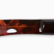 Pfeifenmundstueck transparent rot und schwarz, Sattelform, poliert, gebogen